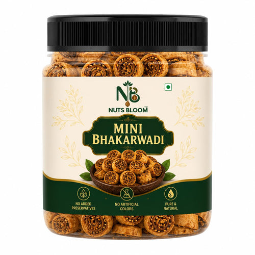 NUTS BLOOM Bhakarwadi, Crispy Spicy Traditional Indian Namkeen Snack, Authentic Maharashtrian Flavour