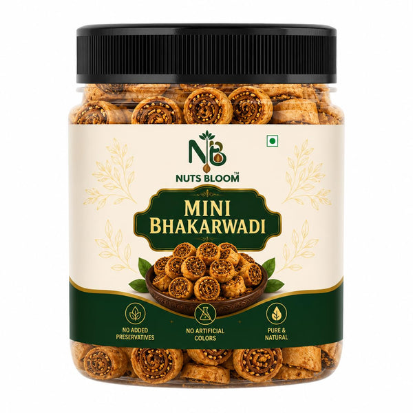 NUTS BLOOM Bhakarwadi, Crispy Spicy Traditional Indian Namkeen Snack, Authentic Maharashtrian Flavour