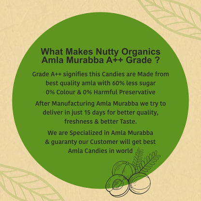NUTTY ORGANICS Dried Amla Murabba, 500g, Indian Gooseberry Preserve, Natural Sweet Snack - packaging