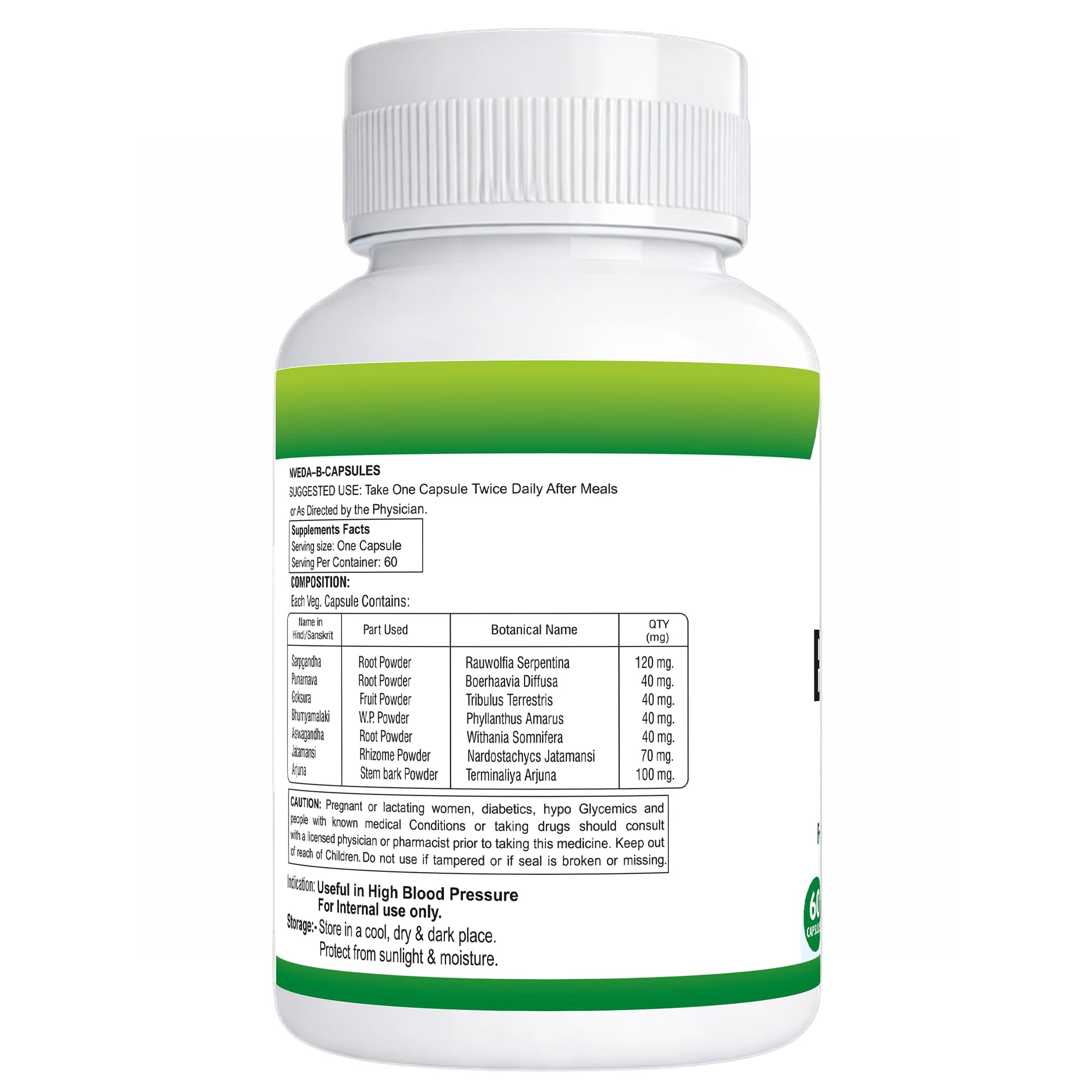 nveda BP Support Ayurvedic Herbal Capsules, 60 Count, Adult Supplement - front view