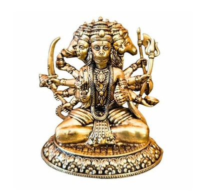 NYSHIRA Panchmukhi Hanuman Brass Idol, Hindu Figurine for Home Temple, Multiple Sizes