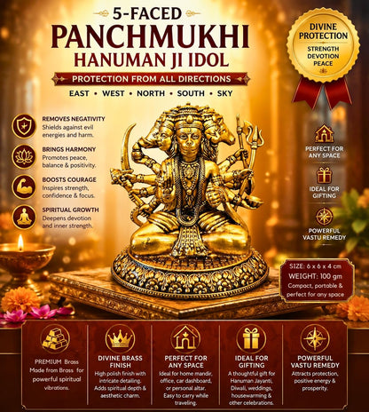 NYSHIRA Panchmukhi Hanuman Brass Idol, Hindu Figurine for Home Temple, Multiple Sizes - label detail