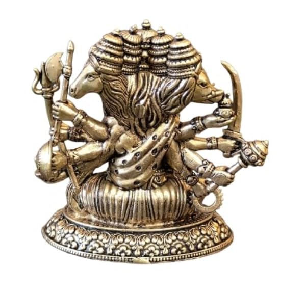 NYSHIRA Panchmukhi Hanuman Brass Idol, Hindu Figurine for Home Temple, Multiple Sizes - close-up detail