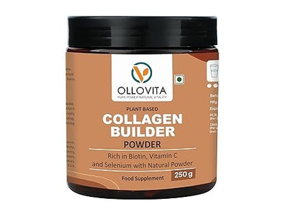 OLLOVITA Collagen Builder Powder, 250g, Plant-Based with Biotin, Vitamin C, Selenium, Pack of 2