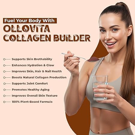 OLLOVITA Collagen Builder Powder, 250g, Plant-Based with Biotin, Vitamin C, Selenium, Pack of 2 - back view