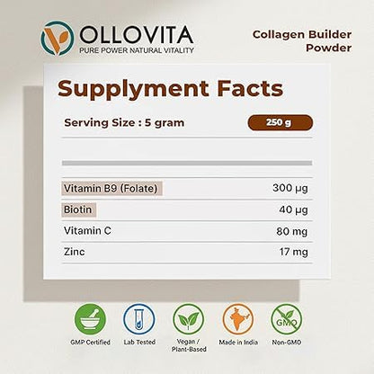 OLLOVITA Collagen Builder Powder, 250g, Plant-Based with Biotin, Vitamin C, Selenium, Pack of 2 - packaging
