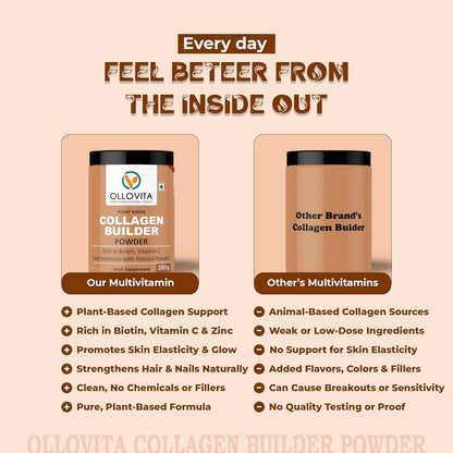 OLLOVITA Collagen Builder Powder, 250g, Plant-Based with Biotin, Vitamin C, Selenium, Pack of 2 - ingredients panel
