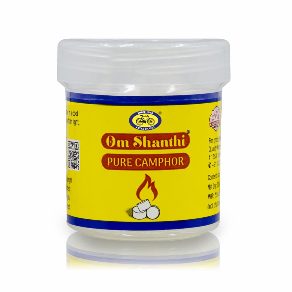 Om Shanthi POOJA MADE PURE Camphor Tablets for Pooja, 110 Round Tablets, Zero Carbon, Traditional Pooja Supply