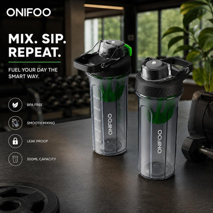 ONIFOO Protein Shaker Bottle 750ml, BPA-Free with Mixing Ball, Leak-Proof Sports Bottle, Modern Style - front view