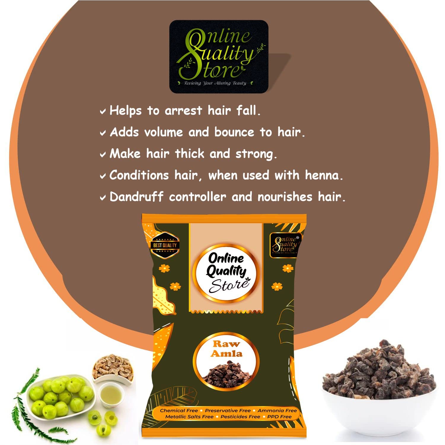Online Quality Store Dried Amla, 250g, Indian Gooseberry Fruit for Hair and Skin Care - packaging (12)