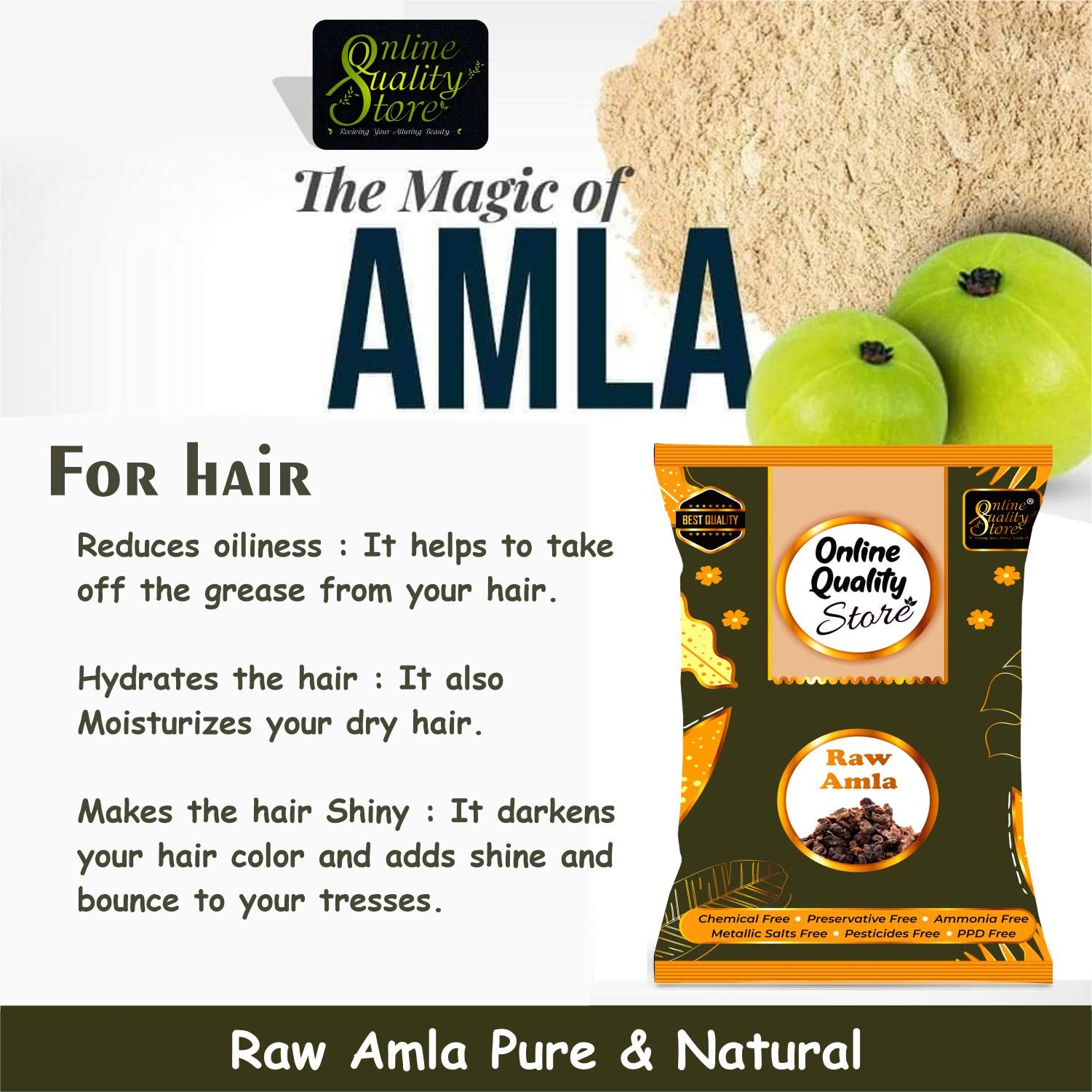 Online Quality Store Dried Amla, 250g, Indian Gooseberry Fruit for Hair and Skin Care - ingredients panel (14)