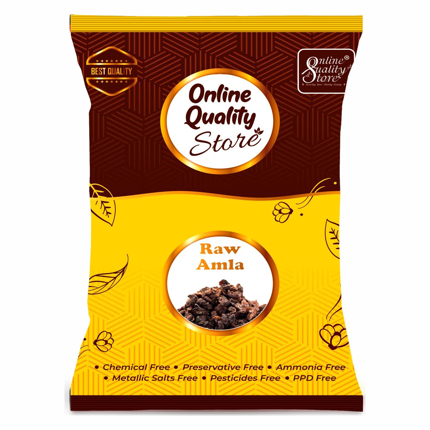 Online Quality Store Dried Amla, 250g, Indian Gooseberry Fruit for Hair and Skin Care - front view