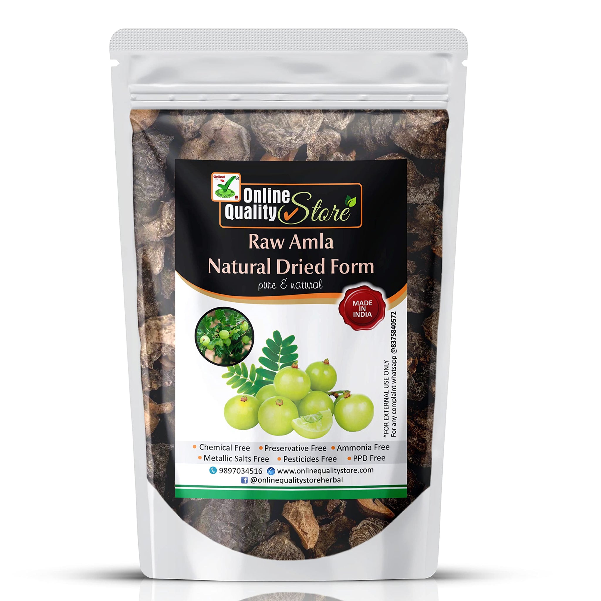 Online Quality Store Dried Amla, 250g, Indian Gooseberry Fruit for Hair and Skin Care - size and scale