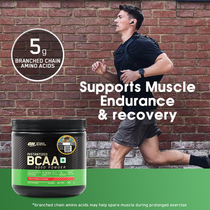 Optimum Nutrition BCAA 5000 Powder, 250g, Branched Chain Amino Acids Supplement - back view