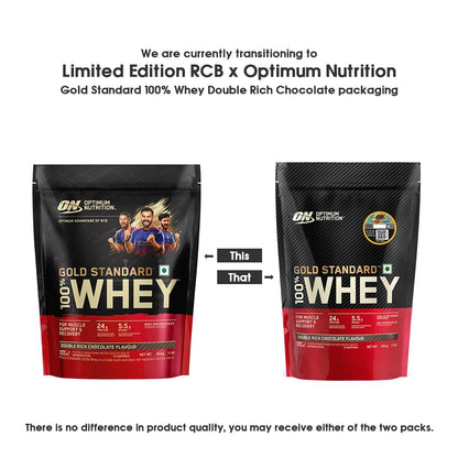 Optimum Nutrition Gold Standard 100% Whey Protein Powder, 5 Single Serve Sachets, 152g, Double Rich Chocolate, Informed Choic