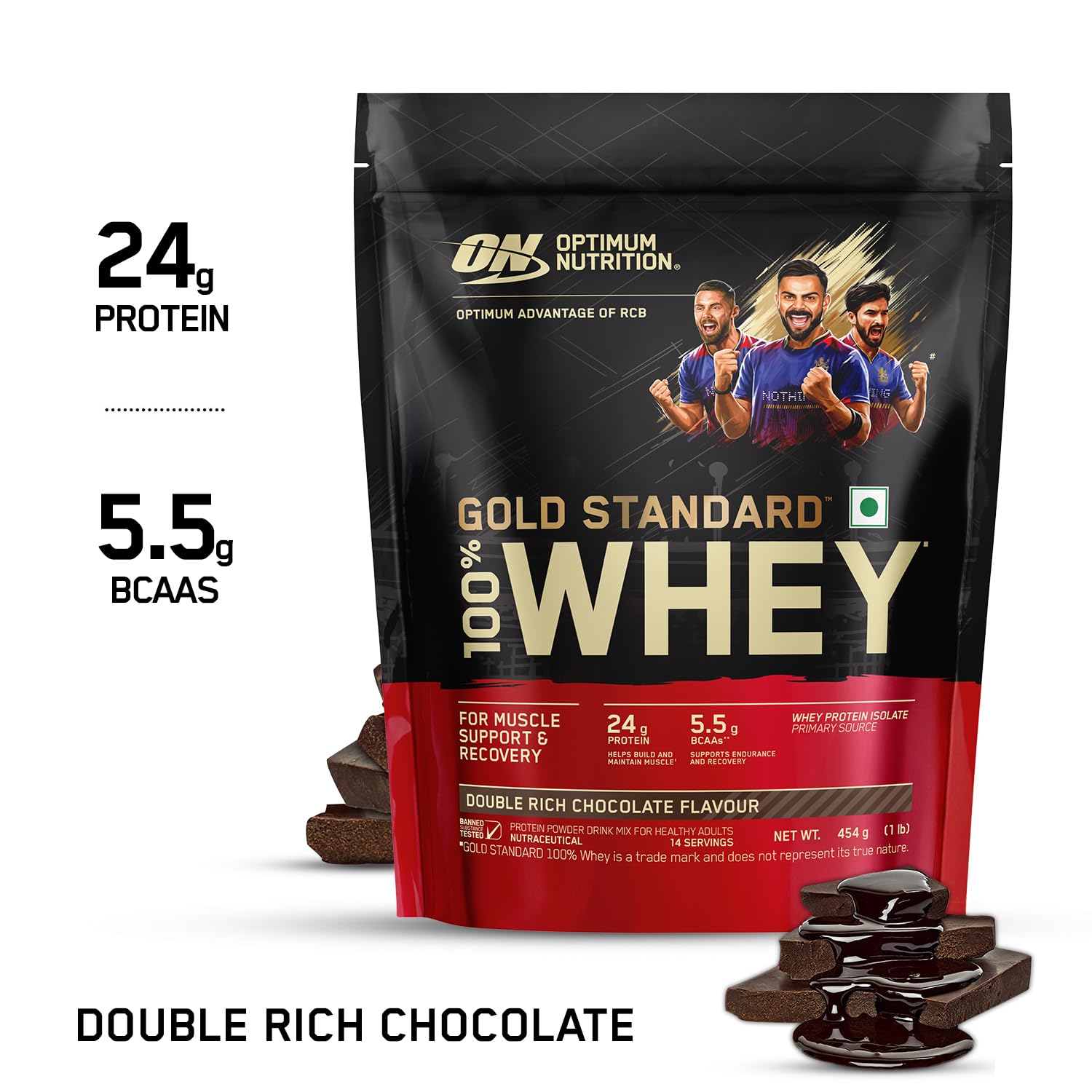 Optimum Nutrition Gold Standard 100% Whey Protein Powder, 5 Single Serve Sachets, 152g, Double Rich Chocolate, Informed Choic