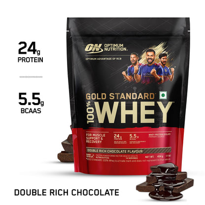 Optimum Nutrition Gold Standard 100% Whey Protein Powder, 5 Single Serve Sachets, 152g, Double Rich Chocolate, Informed Choic