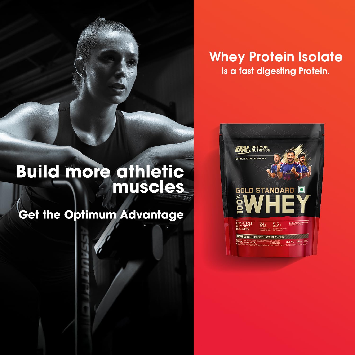 Optimum Nutrition Gold Standard 100% Whey Protein Powder, 5 Single Serve Sachets, 152g, Double Rich Chocolate, Informed Choic