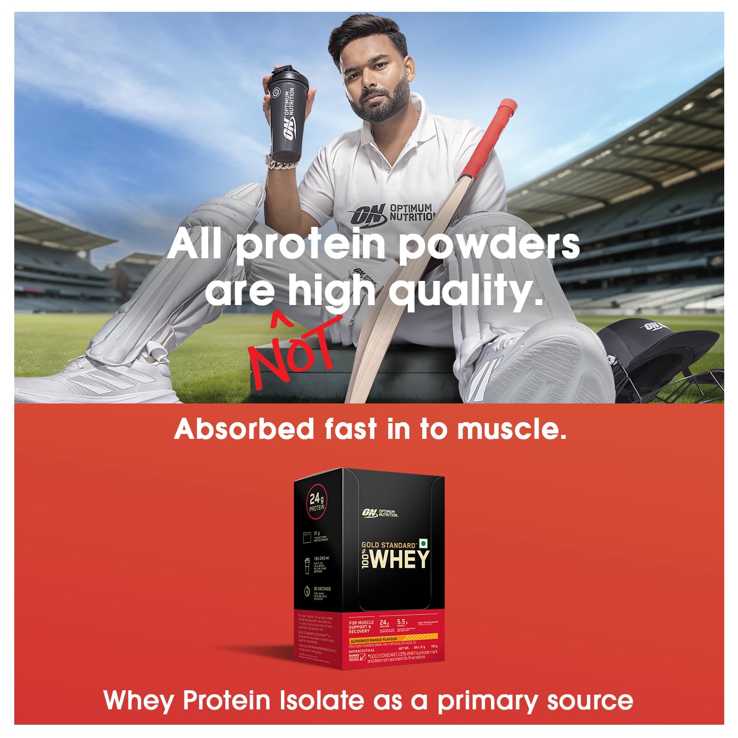 Optimum Nutrition Gold Standard 100% Whey Protein Powder, 5 Single Serve Sachets, 152g, Double Rich Chocolate, Informed Choic