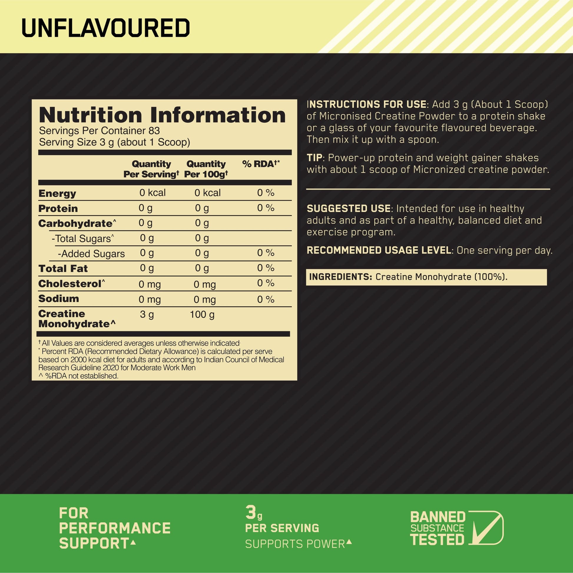 Optimum Nutrition Micronized Creatine Monohydrate Powder, Sports Supplement - in use
