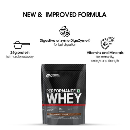 Optimum Nutrition Performance Whey Protein Powder, Ultra-Filtered All-Whey, 24g Protein Per Serving - back view