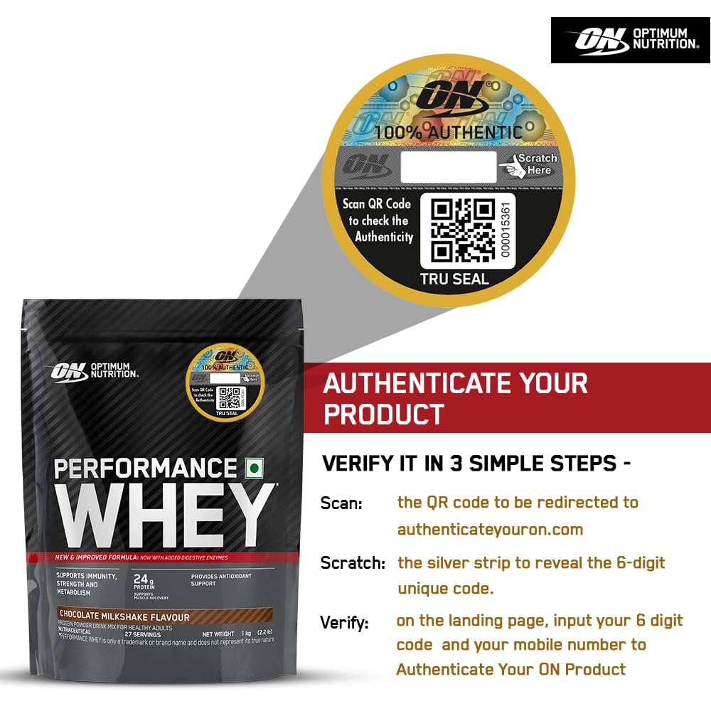 Optimum Nutrition Performance Whey Protein Powder, Ultra-Filtered All-Whey, 24g Protein Per Serving - label detail