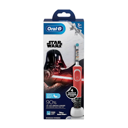 Oral-B Kids Electric Rechargeable Toothbrush, Star Wars Characters, Small Round Head, Extra-Soft Bristles, Multicolor