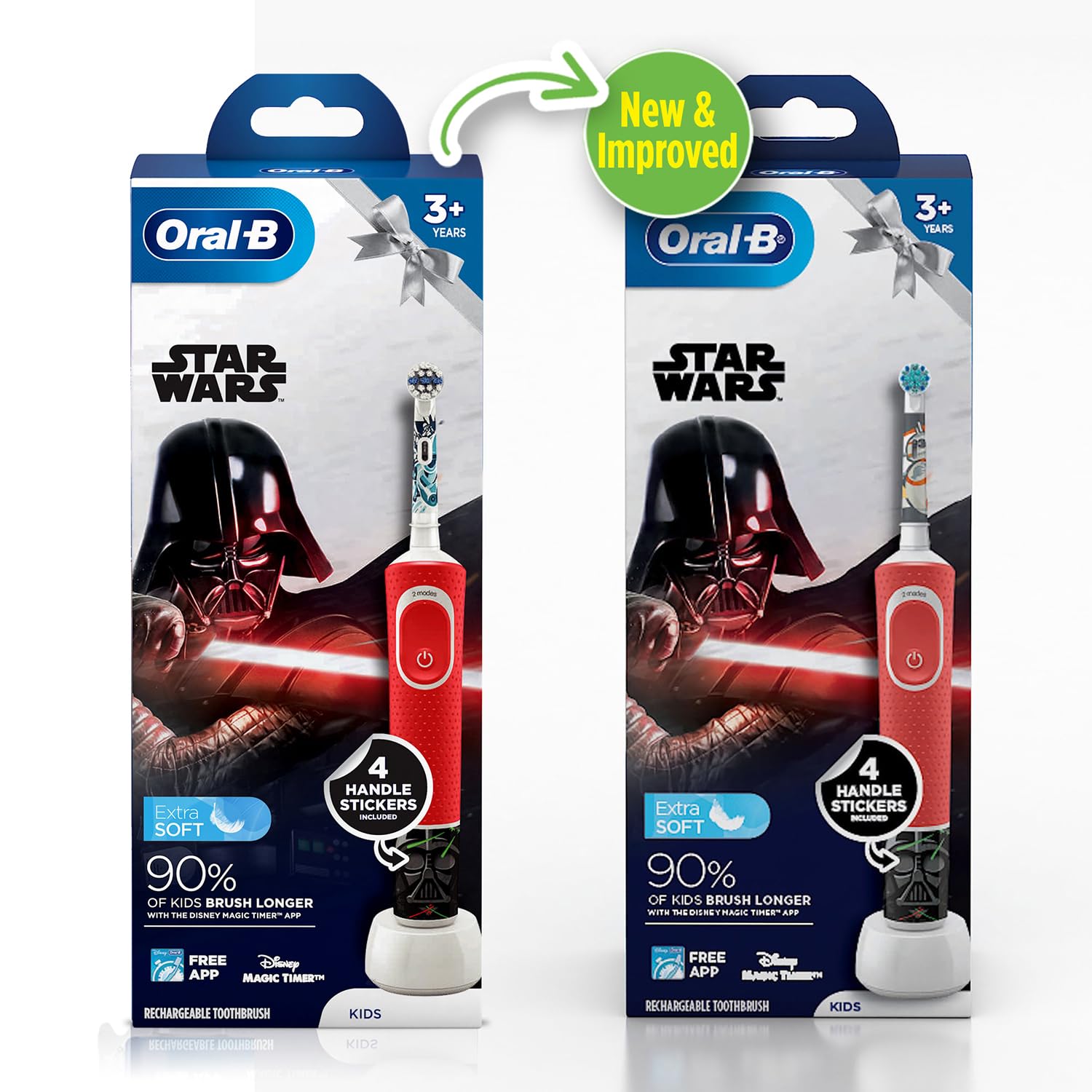 Oral-B Kids Electric Rechargeable Toothbrush, Star Wars Characters, Small Round Head, Extra-Soft Bristles, Multicolor - front
