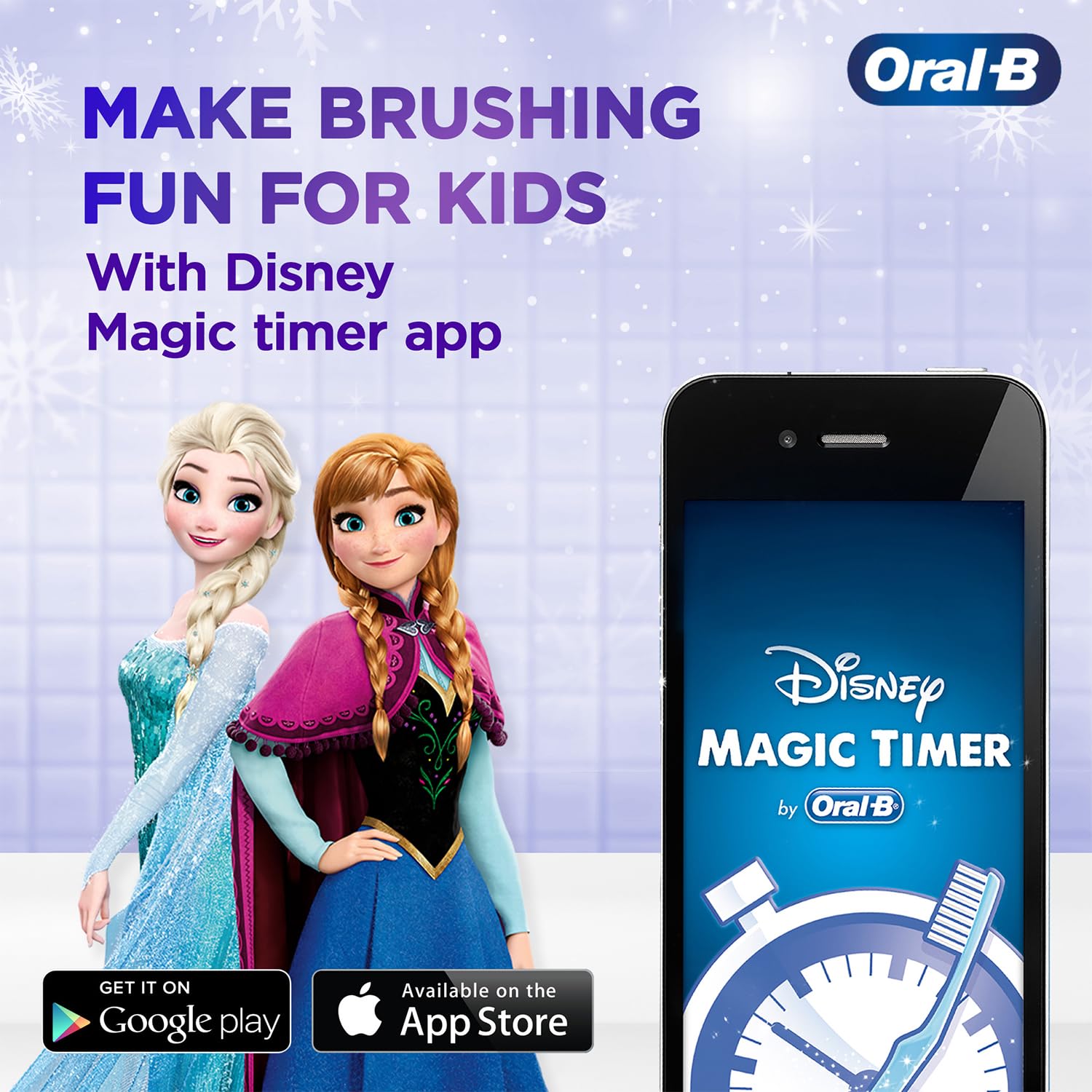 Oral-B Kids Frozen Rechargeable Rotating Electric Toothbrush, 2 Brushing Modes, Timer, IPX7 Water Resistant, Round Brush Head