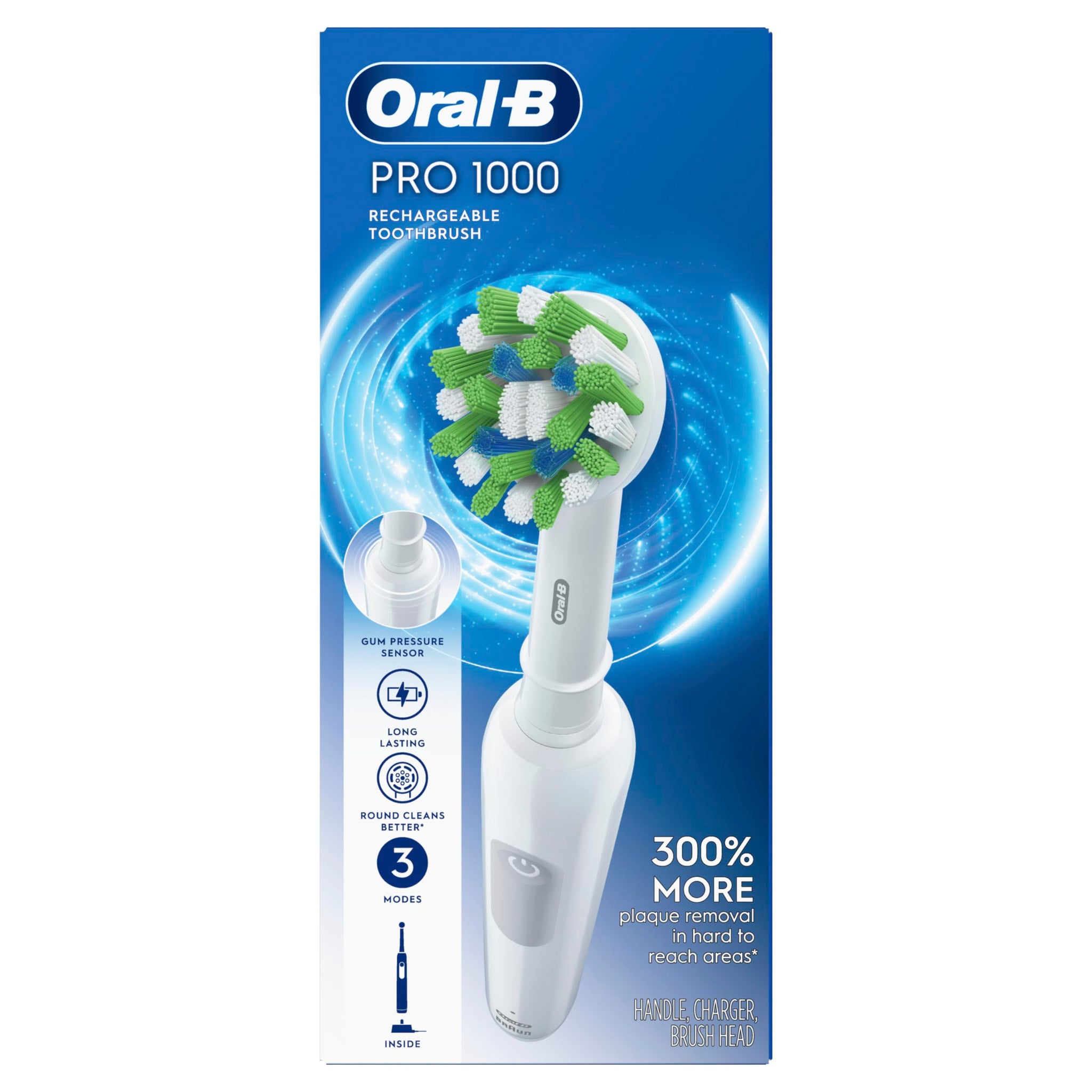 Oral-B Pro 1000 Power Rechargeable Electric Toothbrush for Adults, Cross Action Bristles - in use (14)