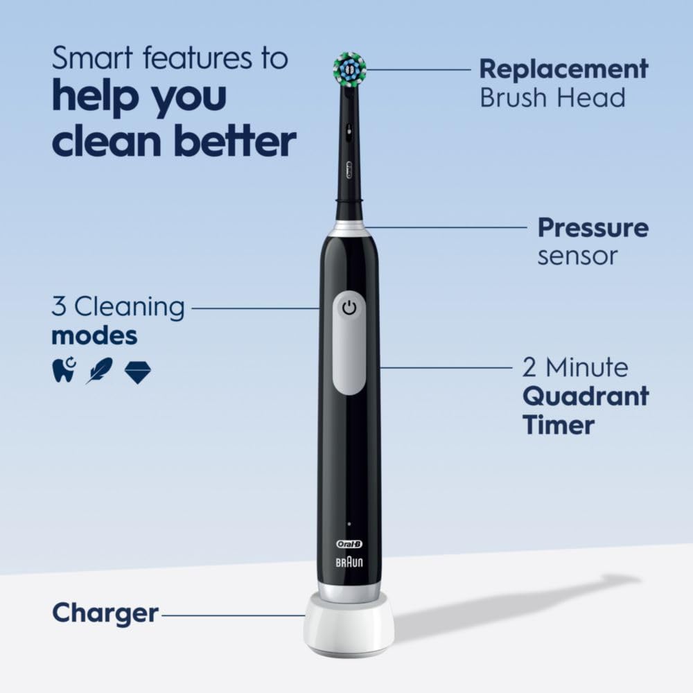 Oral-B Pro 1000 Power Rechargeable Electric Toothbrush for Adults, Cross Action Bristles - front view