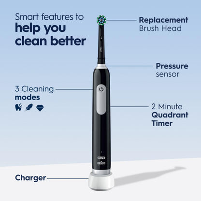 Oral-B Pro 1000 Power Rechargeable Electric Toothbrush for Adults, Cross Action Bristles - front view