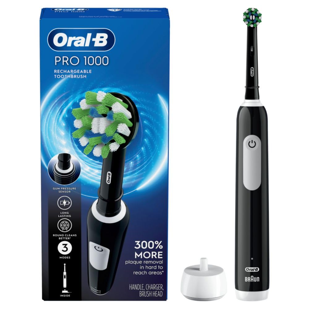 Oral-B Pro 1000 Power Rechargeable Electric Toothbrush for Adults, Cross Action Bristles - size and scale