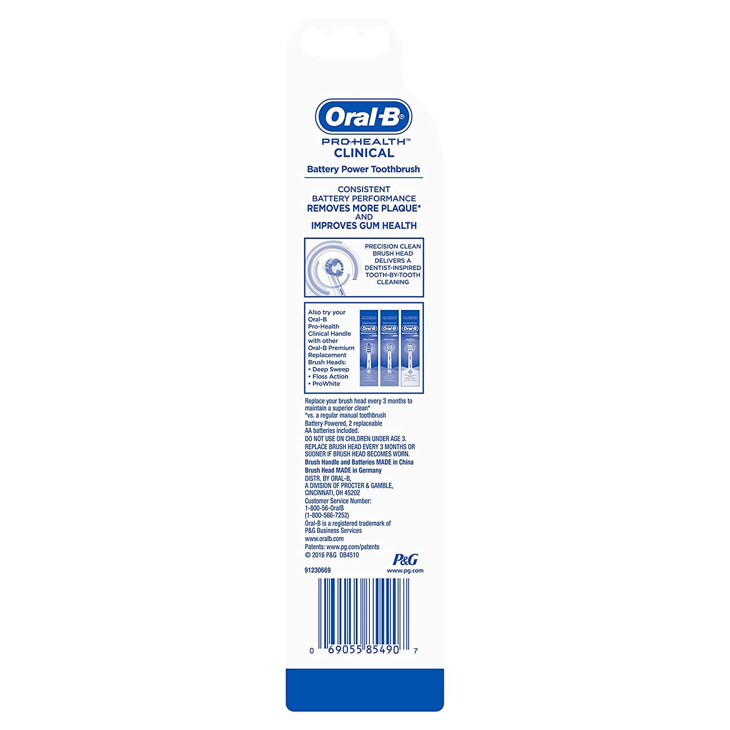 Oral-B Pro-Health Precision Clean Electric Toothbrush, Adult, Rotating, 2 Brush Heads, 1 Count, Multicolor, Australian Standa