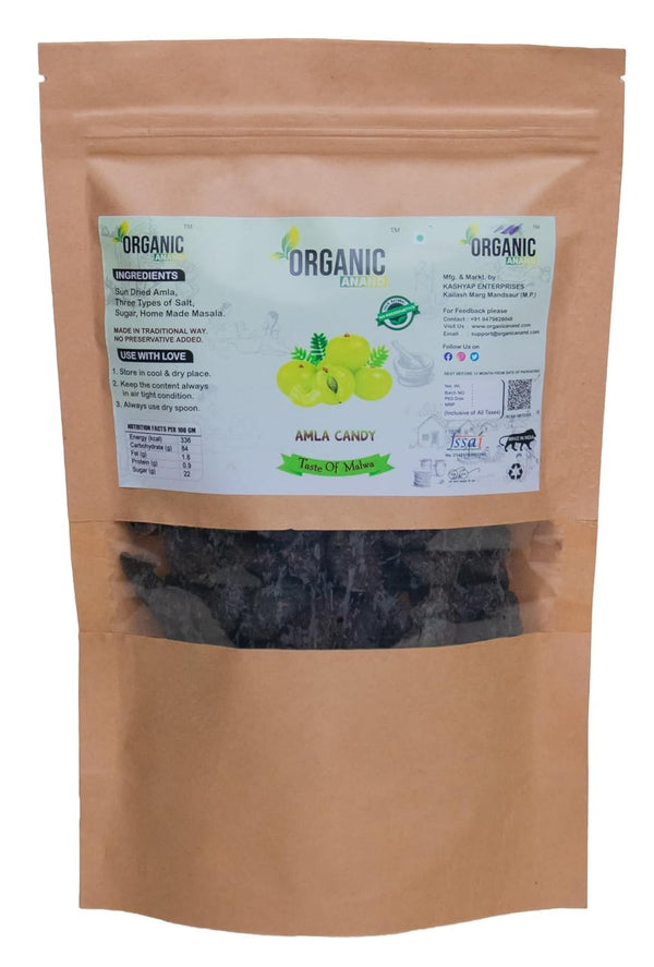 Organic Anand Dried Amla Candy, Indian Gooseberry Snack with Salt, Sugar, Masala