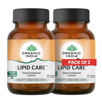 ORGANIC INDIA Lipid Care Veg Capsules, 60 Count, GMP & NPOP Certified, Adult Supplement (10)