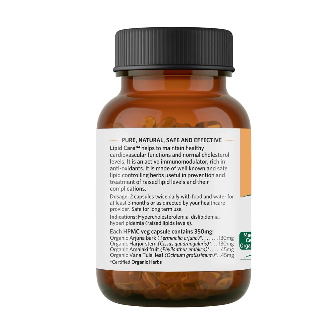 ORGANIC INDIA Lipid Care Veg Capsules, 60 Count, GMP & NPOP Certified, Adult Supplement - size and scale (18)