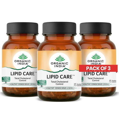 ORGANIC INDIA Lipid Care Veg Capsules, 60 Count, GMP & NPOP Certified, Adult Supplement (19)