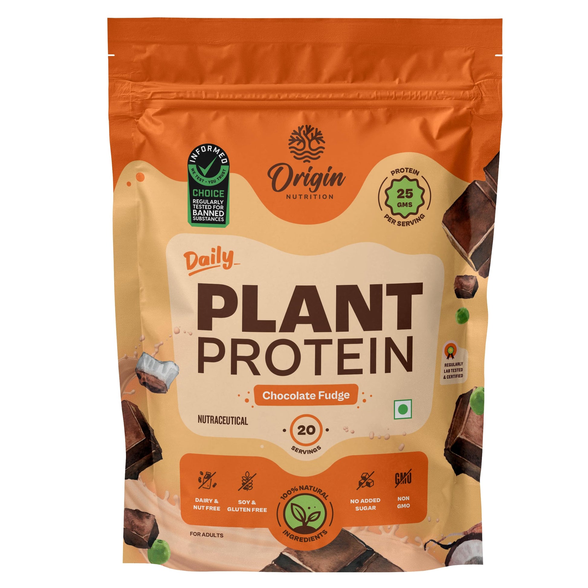 ORIGIN NUTRITION Plant Based Protein Powder, Vegan Pea & Pumpkin Seed, Informed Choice UK Certified - packaging (13)