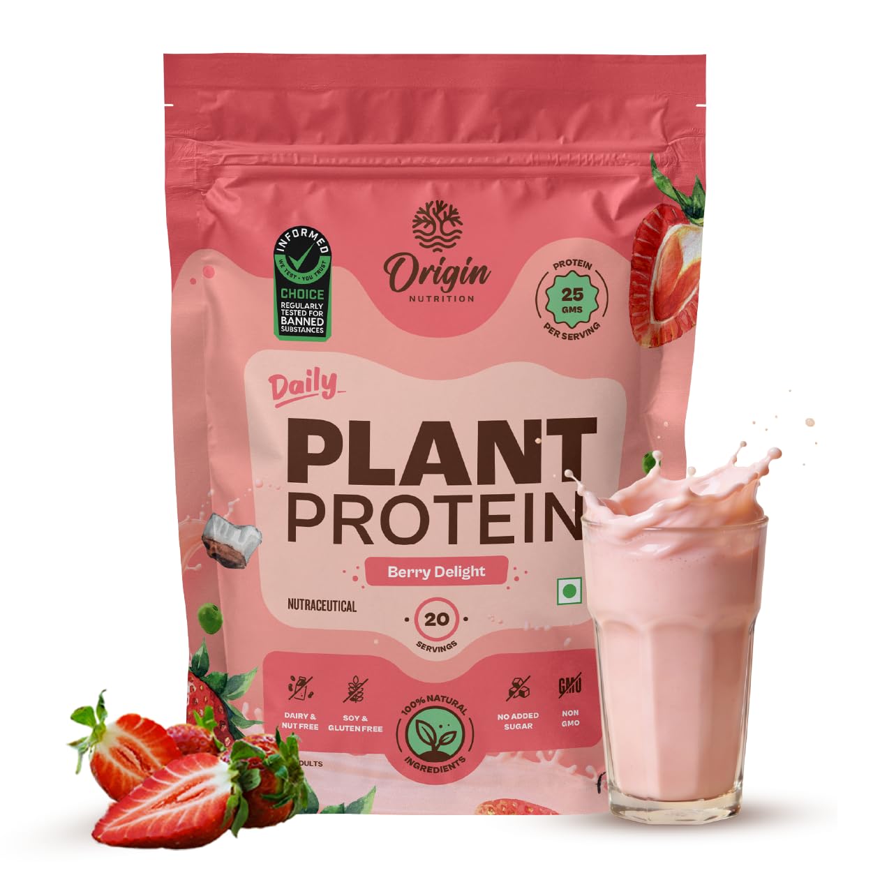 ORIGIN NUTRITION Plant Based Protein Powder, Vegan Pea & Pumpkin Seed, Informed Choice UK Certified