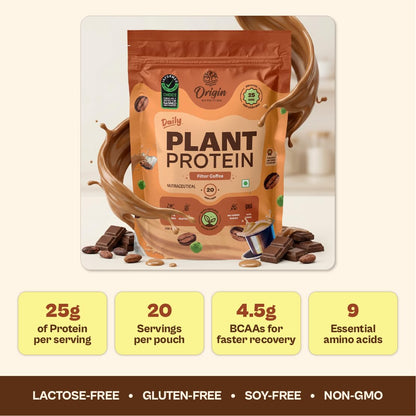 ORIGIN NUTRITION Plant Based Protein Powder, Vegan Pea & Pumpkin Seed, Informed Choice UK Certified - front view (29)