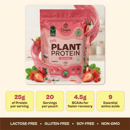 ORIGIN NUTRITION Plant Based Protein Powder, Vegan Pea & Pumpkin Seed, Informed Choice UK Certified - front view