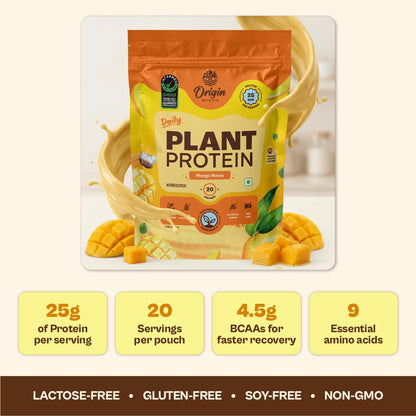 ORIGIN NUTRITION Plant Based Protein Powder, Vegan Pea & Pumpkin Seed, Informed Choice UK Certified - front view (47)