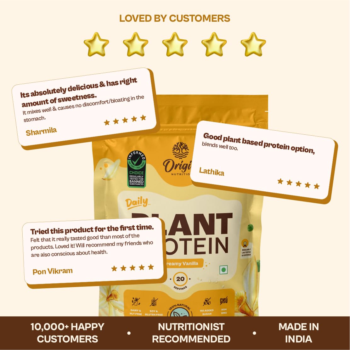ORIGIN NUTRITION Plant Based Protein Powder, Vegan Pea & Pumpkin Seed, Informed Choice UK Certified - in use (71)