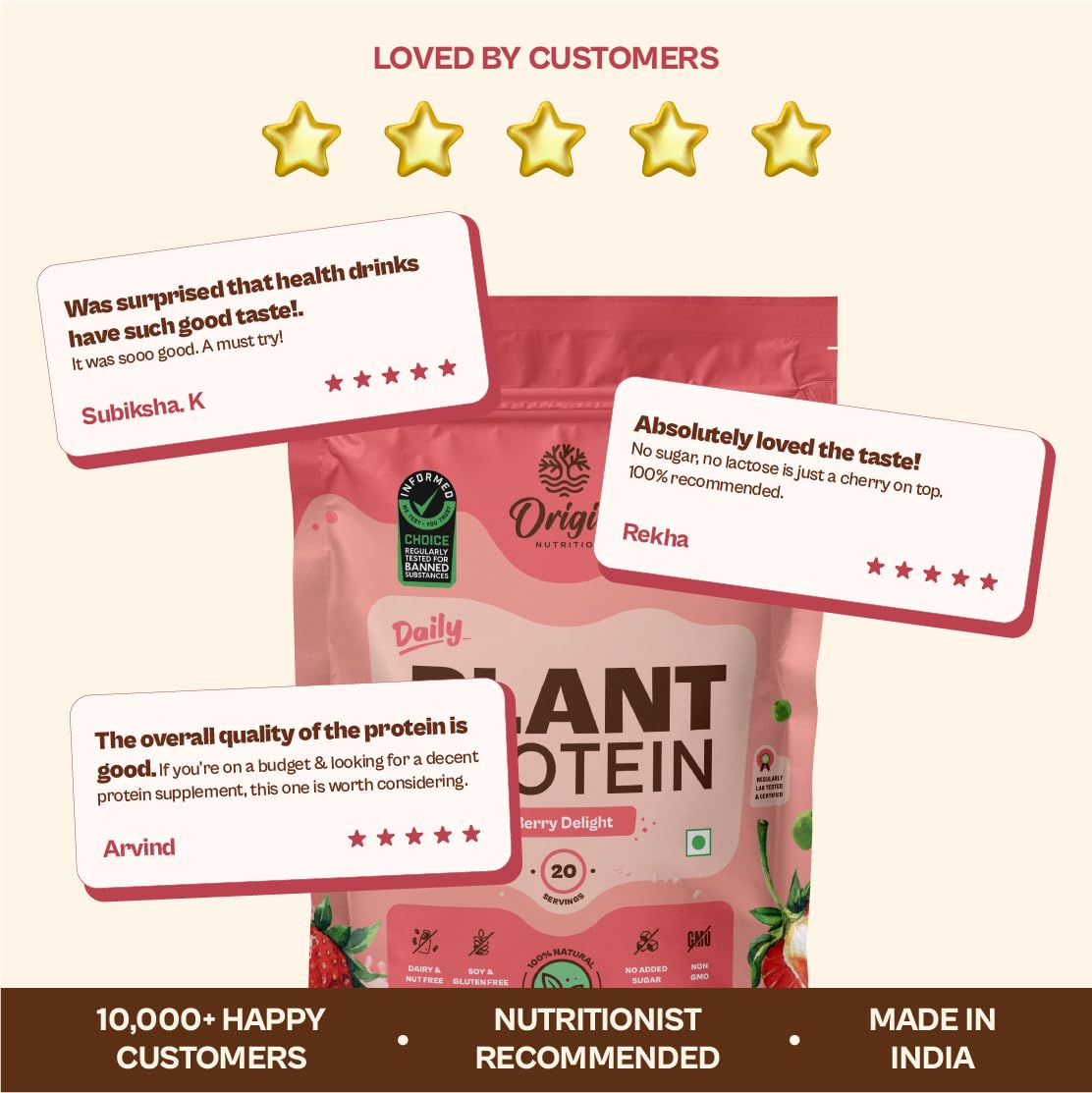 ORIGIN NUTRITION Plant Based Protein Powder, Vegan Pea & Pumpkin Seed, Informed Choice UK Certified - in use