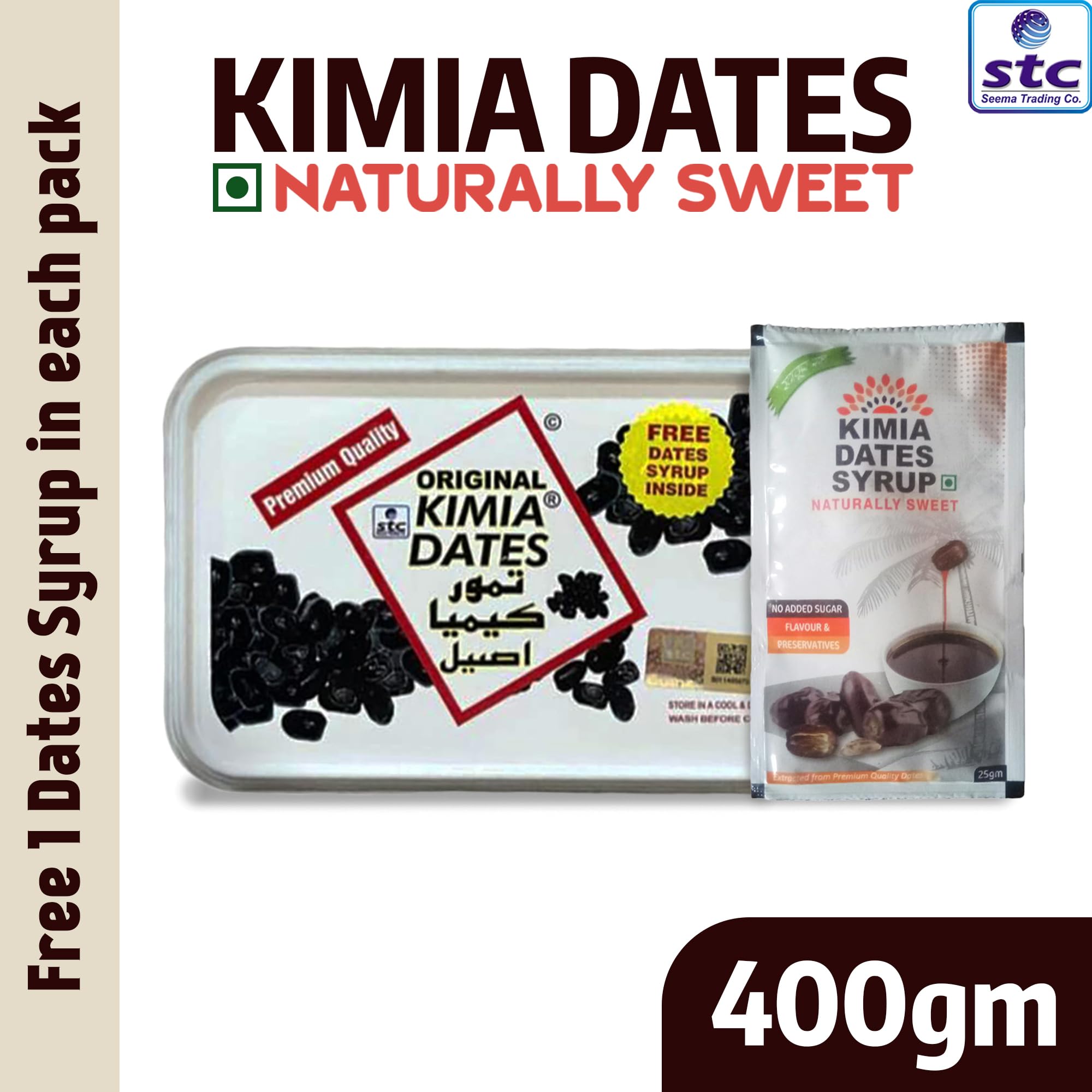 Original Kimia Dates Mazafati Soft Dried Dates, All Natural, No Added Sugar, No Preservatives - front view