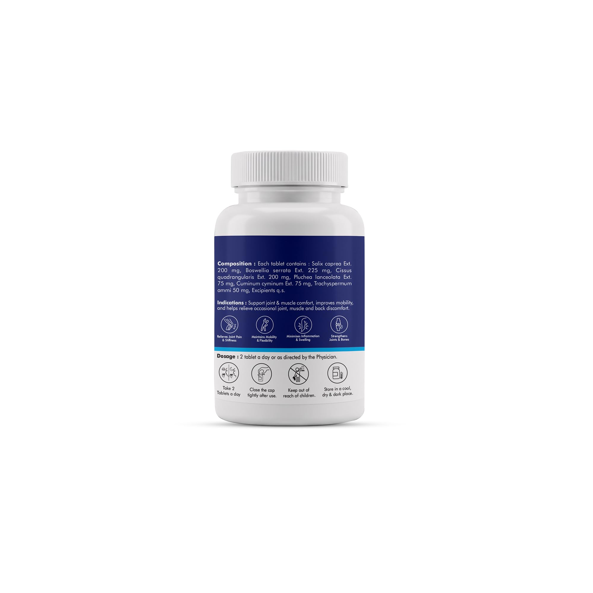 Orthomantra Ortho Mantra Ayurvedic Herbal Supplement Tablets with Shallaki, Hadjod, Jeera, Ajwain Extracts - front view