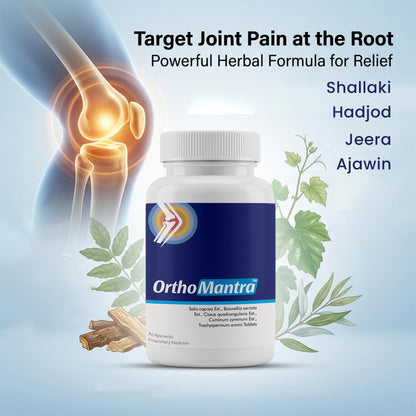 Orthomantra Ortho Mantra Ayurvedic Herbal Supplement Tablets with Shallaki, Hadjod, Jeera, Ajwain Extracts - label detail
