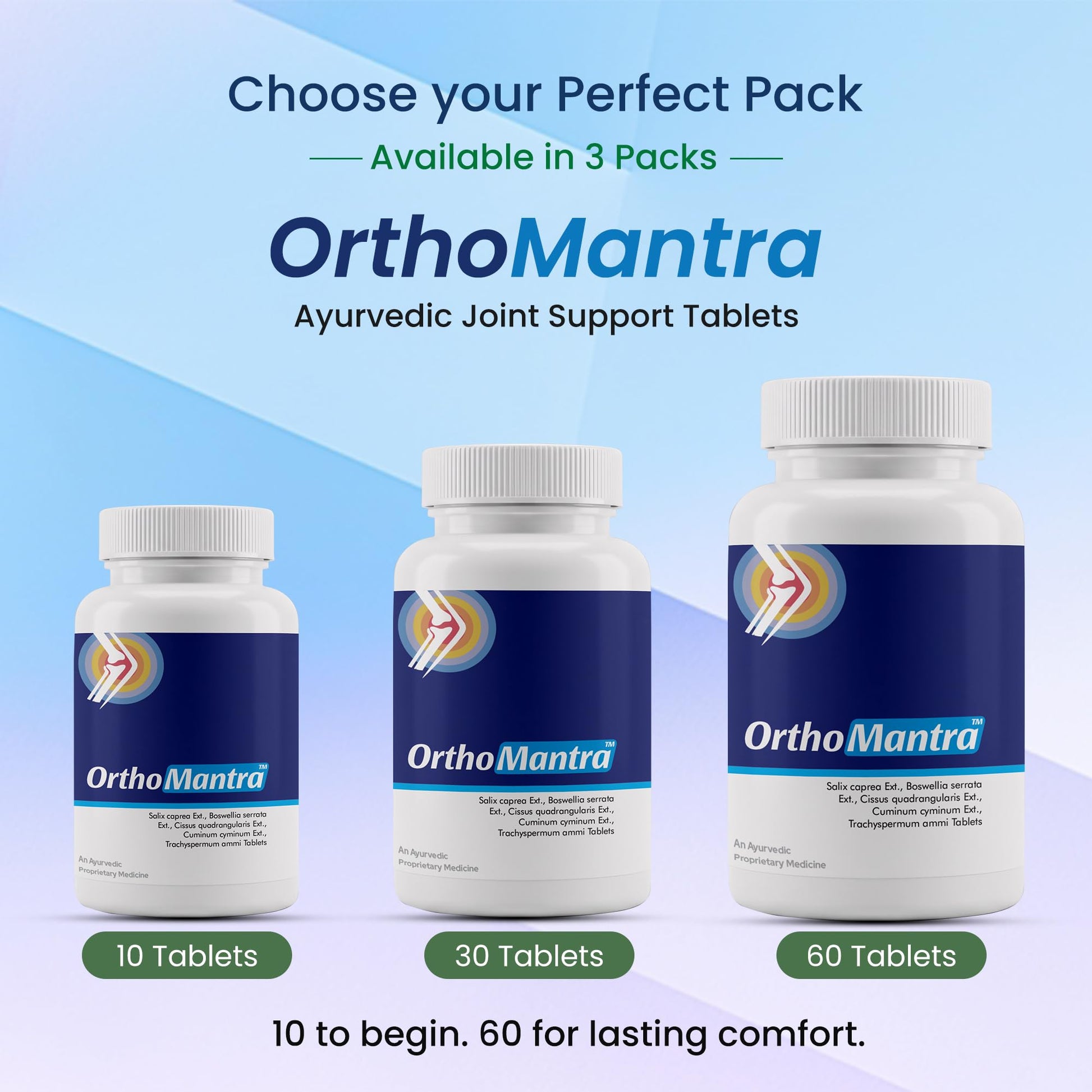 Orthomantra Ortho Mantra Ayurvedic Herbal Supplement Tablets with Shallaki, Hadjod, Jeera, Ajwain Extracts - size and scale
