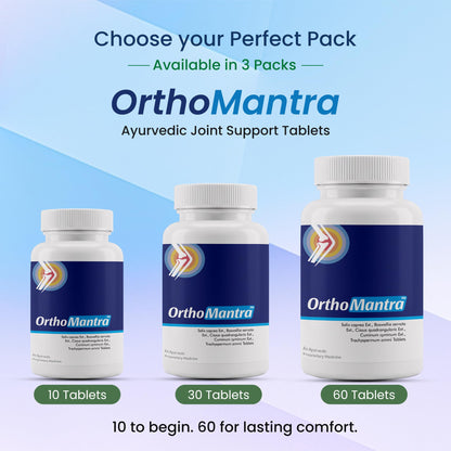 Orthomantra Ortho Mantra Ayurvedic Herbal Supplement Tablets with Shallaki, Hadjod, Jeera, Ajwain Extracts - size and scale